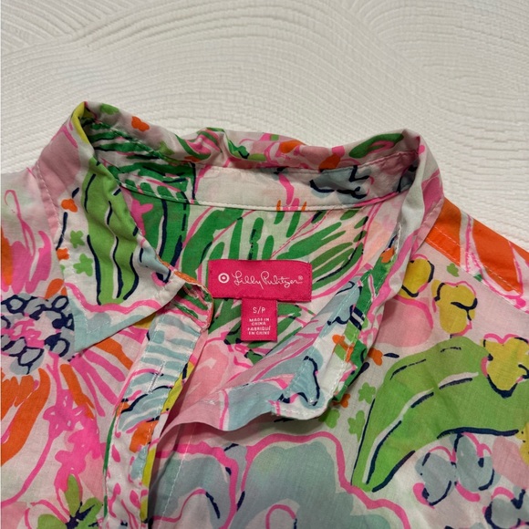 Lilly Pulitzer x Target Womens Nosey Posey Pink Floral Button Down Shirt - Picture 4 of 5